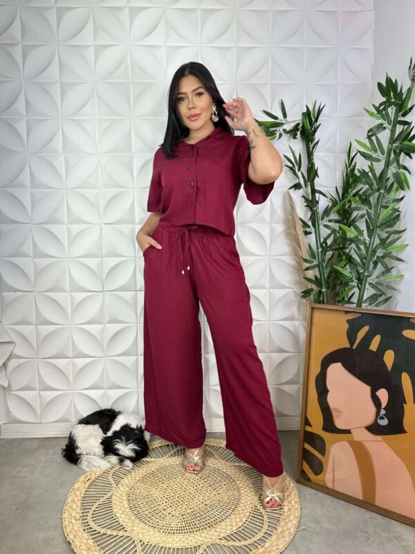 Calça pantalona e blusa Bordo 1
