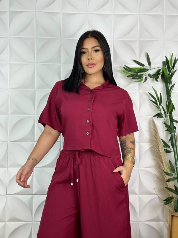 Calça pantalona e blusa Bordo 3