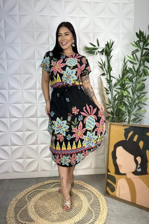 Saia Preta floral slim 1