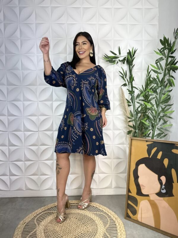 Vestindo curto Azul inverno com manga Slim 1