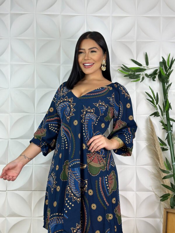 Vestindo curto Azul inverno com manga Slim 3